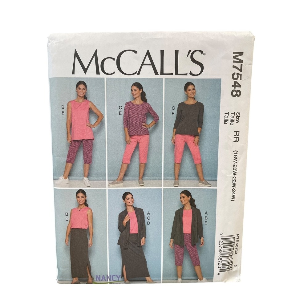 McCall's M7548 Women's Jacket Top‎ Skirt Pants Knit Separates RR (18W-24W)